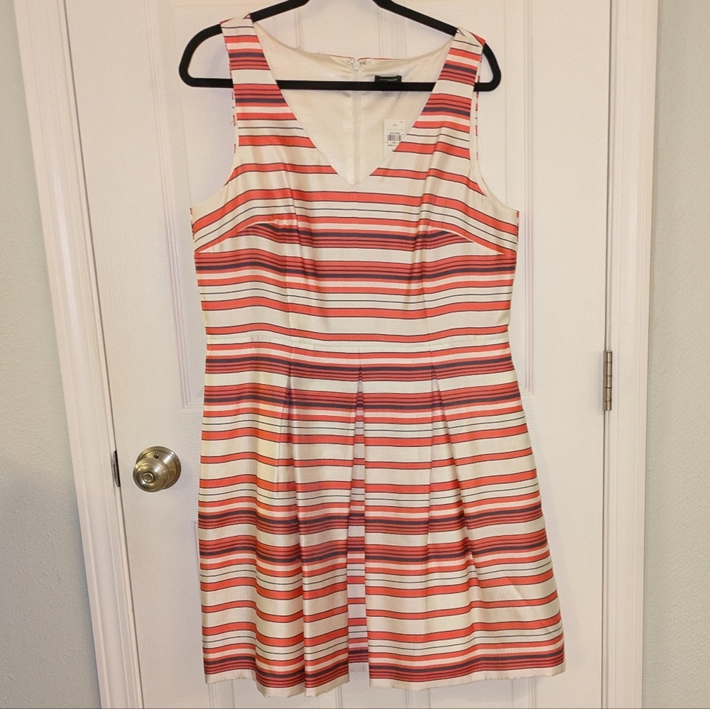 Ann Taylor Red and Pink Striped Mini Dress